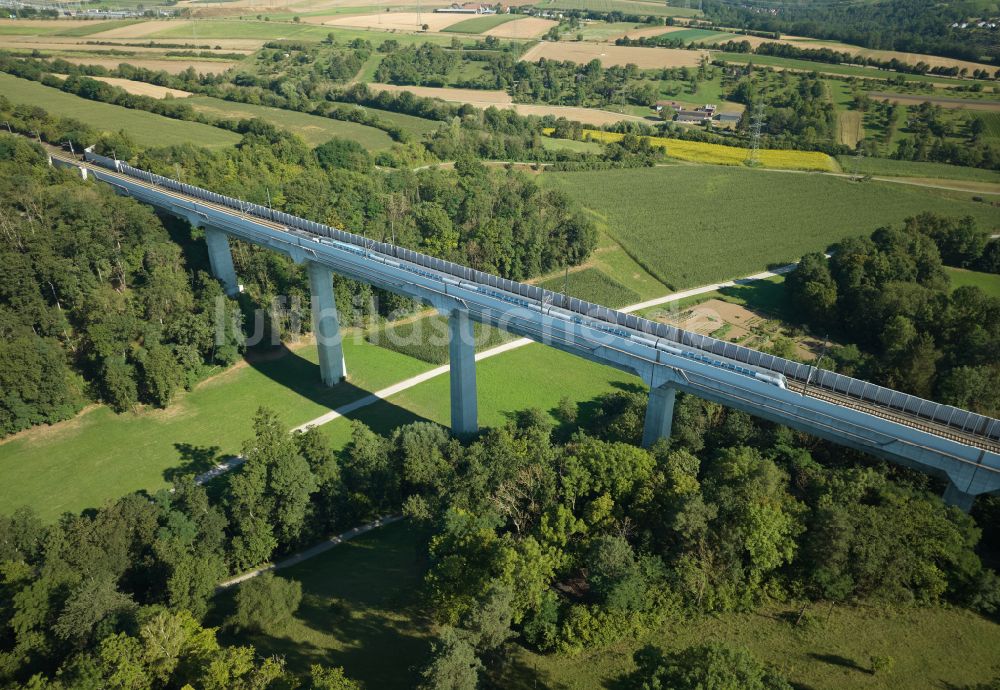 Luftaufnahme Markgröningen - Bahn- Brückenbauwerk Glemstalbrücke in Markgröningen im Bundesland Baden-Württemberg, Deutschland