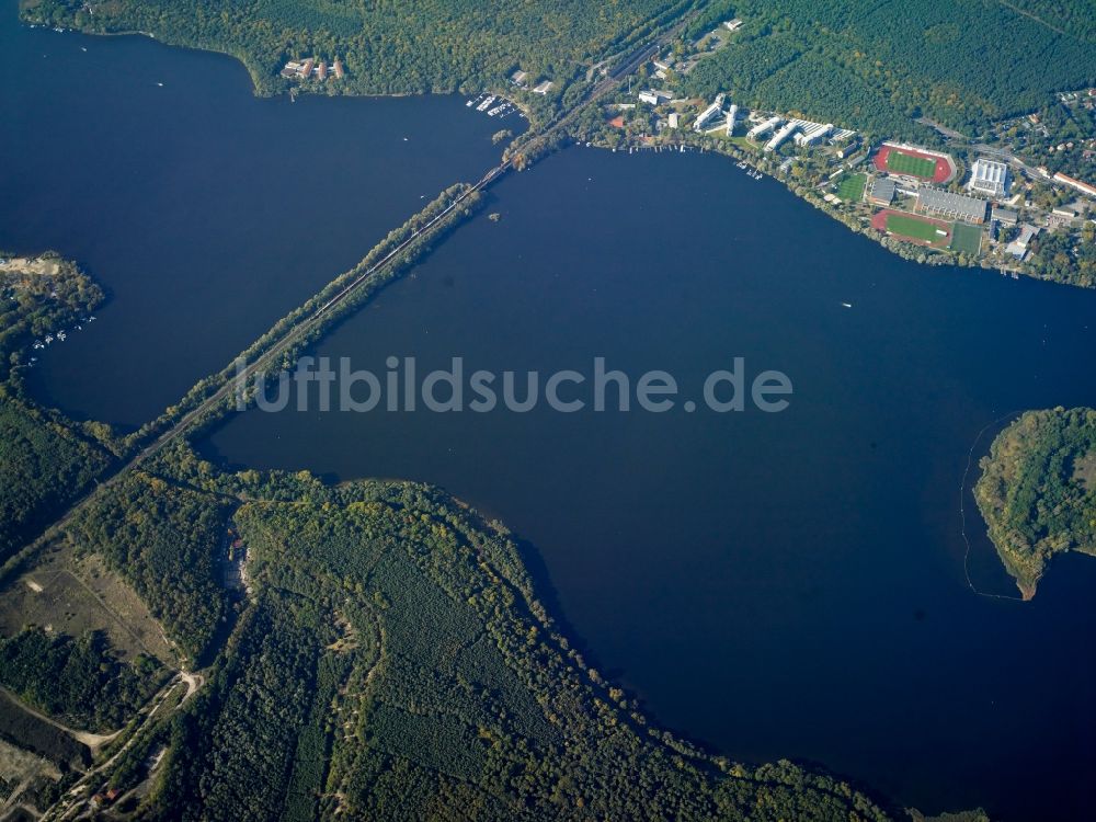 Potsdam von oben - Bahn- Brückenbauwerk in Potsdam im Bundesland Brandenburg