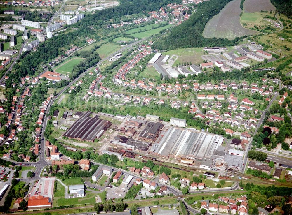 Meiningen aus der Vogelperspektive: Bahnbetriebswerk und Ausbesserungswerk - Dampflokwerk in Meiningen im Bundesland Thüringen, Deutschland