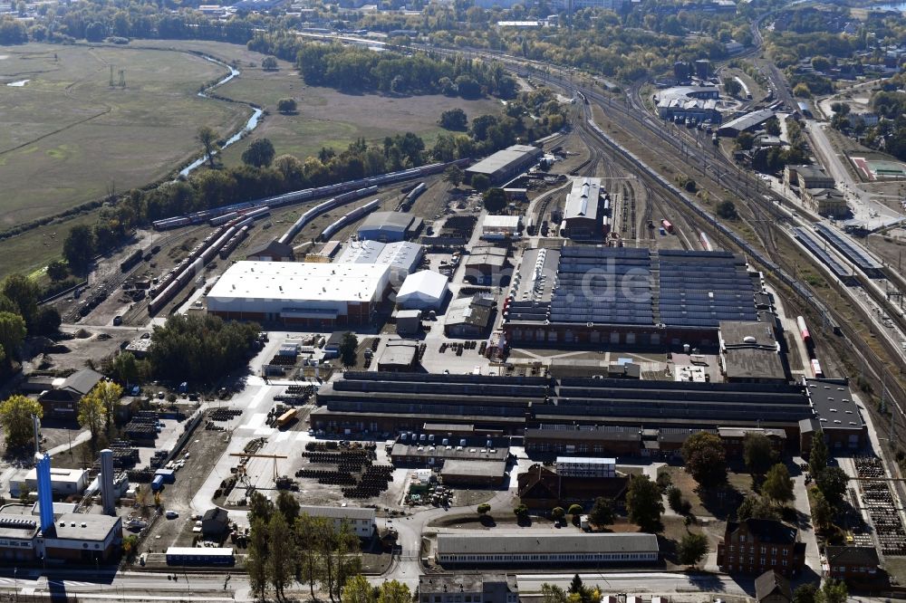 Luftbild Wittenberge - Bahnbetriebswerk und Ausbesserungswerk der DB Fahrzeuginstandhaltung GmbH in Wittenberge im Bundesland Brandenburg, Deutschland