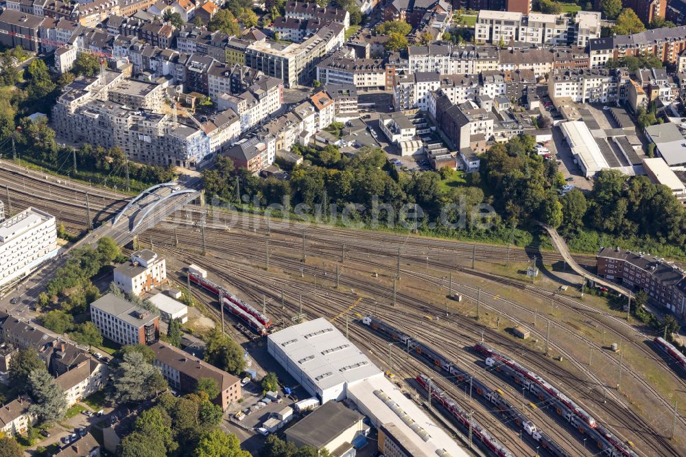 Aachen von oben - Bahnbetriebswerk und Ausbesserungswerk von Zügen des Personentransportes in Aachen im Bundesland Nordrhein-Westfalen, Deutschland