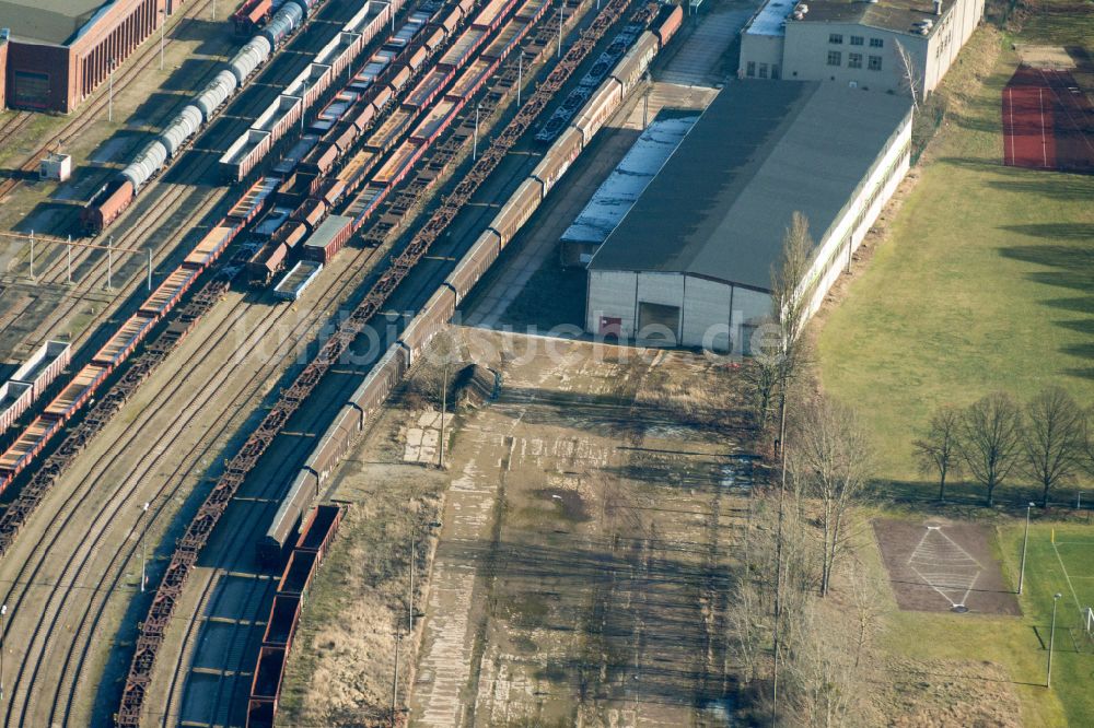 Luftbild Eberswalde - Bahnbetriebswerk und Ausbesserungswerk von Zügen des Personentransportes in Eberswalde im Bundesland Brandenburg, Deutschland