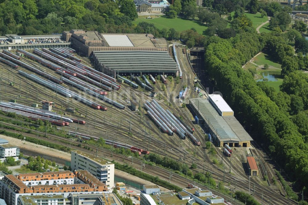 Luftaufnahme Stuttgart - Bahnbetriebswerk und Ausbesserungswerk von Zügen des Personentransportes in Stuttgart im Bundesland Baden-Württemberg, Deutschland