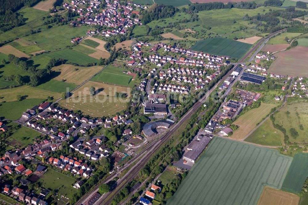 Luftaufnahme Höxter - Bahnbetriebswerk im Ortsteil Ottbergen in Höxter im Bundesland Nordrhein-Westfalen, Deutschland