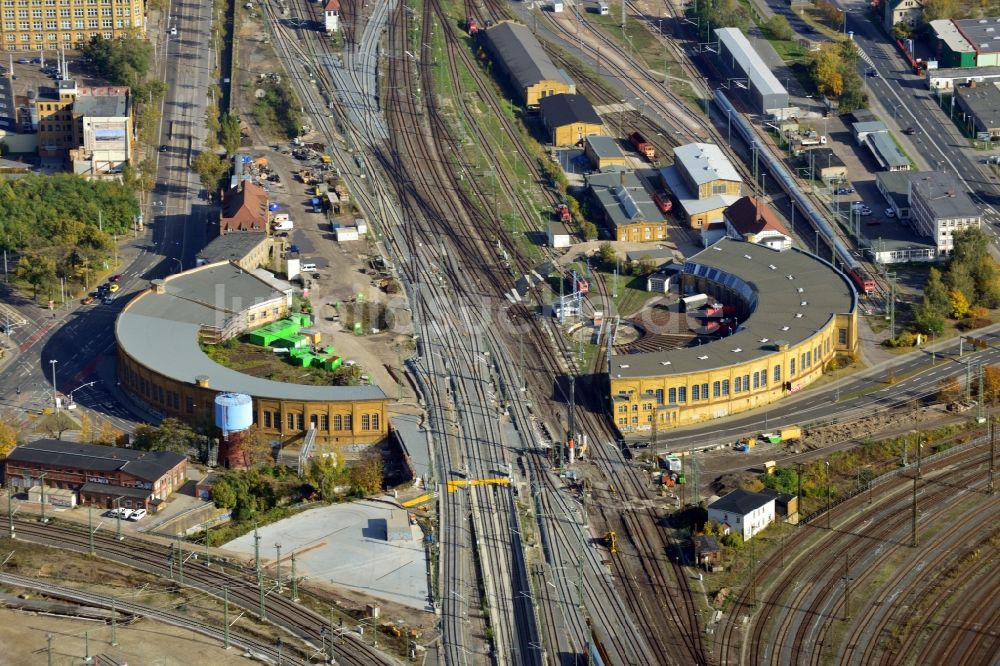 Leipzig aus der Vogelperspektive: Bahndepot in Leipzig im Bundesland Sachsen