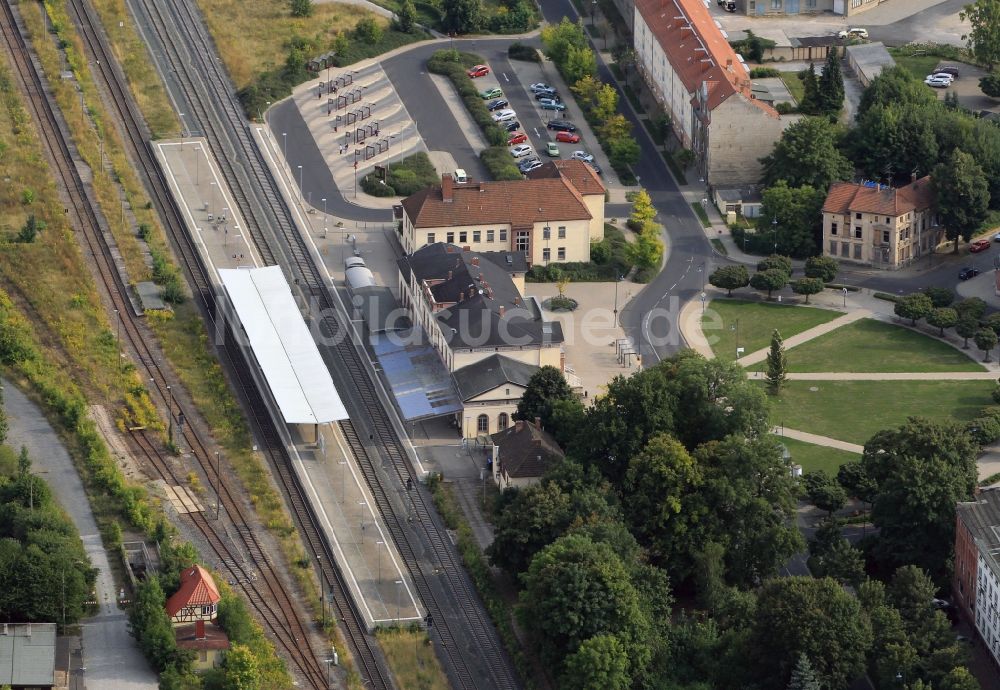 Mühlhausen aus der Vogelperspektive: Bahnhof und Bahnhofsgelände in Mühlhausen in Thüringen