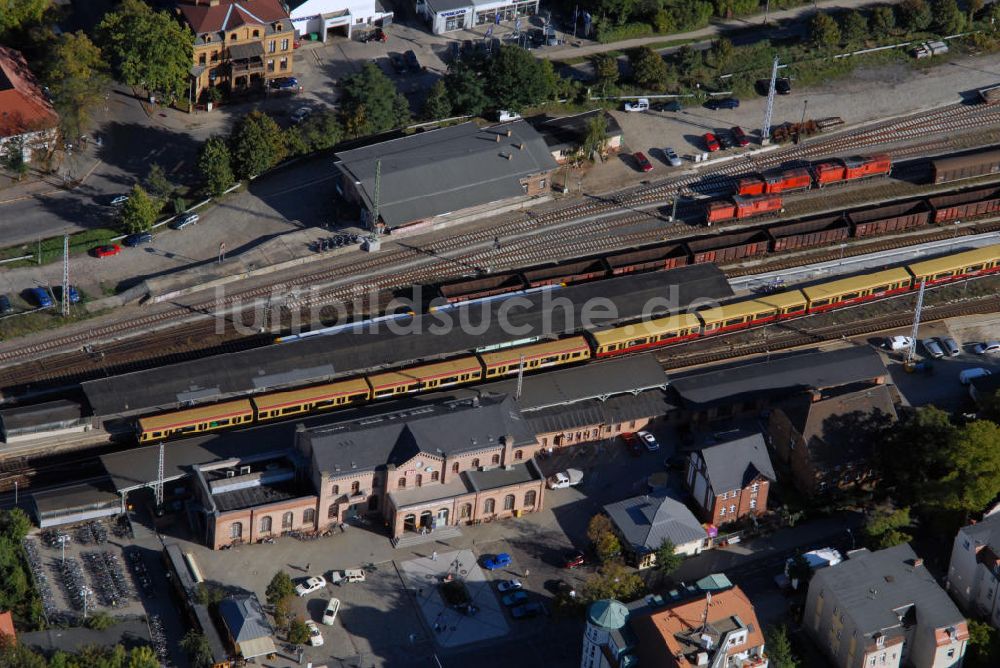 Königs Wusterhausen aus der Vogelperspektive: Bahnhof von Königs Wusterhausen in Brandenburg