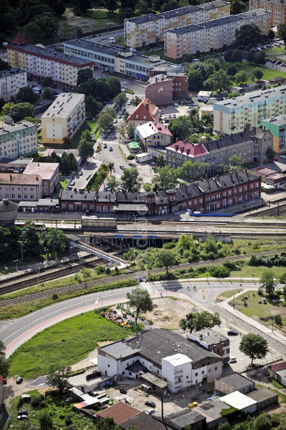 Kostrzyn / Küstrin aus der Vogelperspektive: Bahnhof Kostrzyn