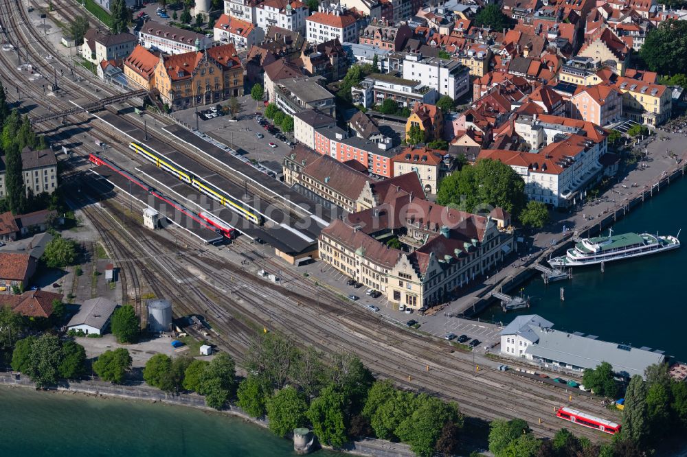 Luftaufnahme Lindau (Bodensee) - Bahnhof in Lindau (Bodensee) im Bundesland Bayern, Deutschland