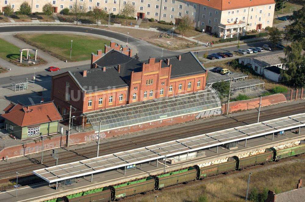 Rathenow aus der Vogelperspektive: Bahnhof Rathenow