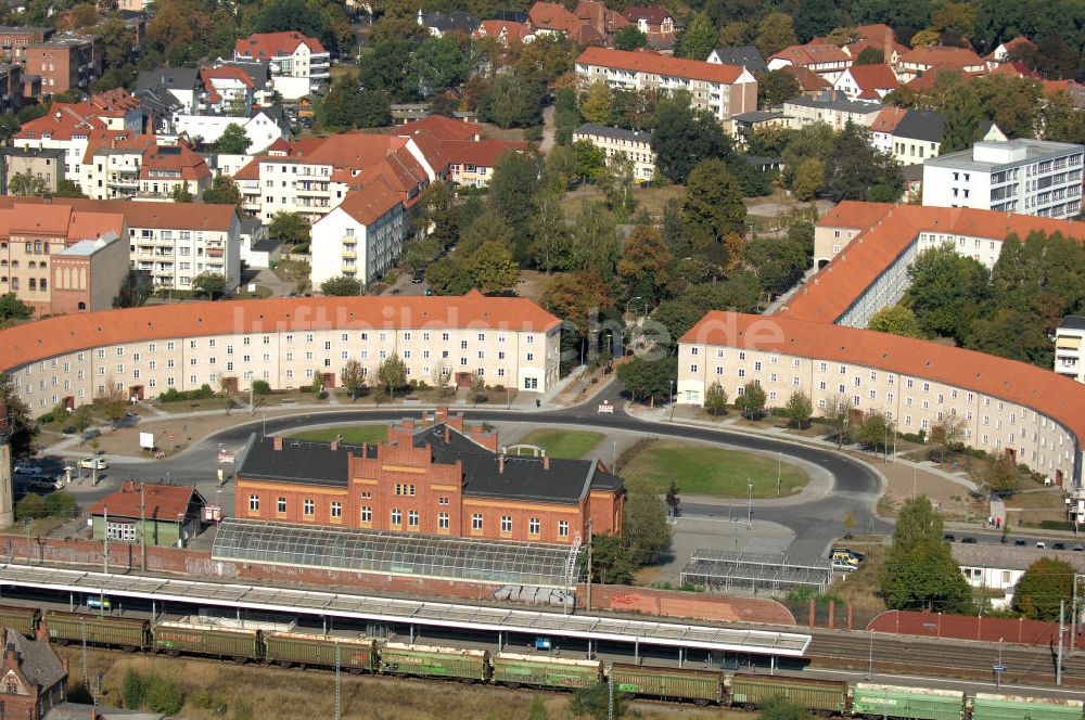 Rathenow aus der Vogelperspektive: Bahnhof Rathenow