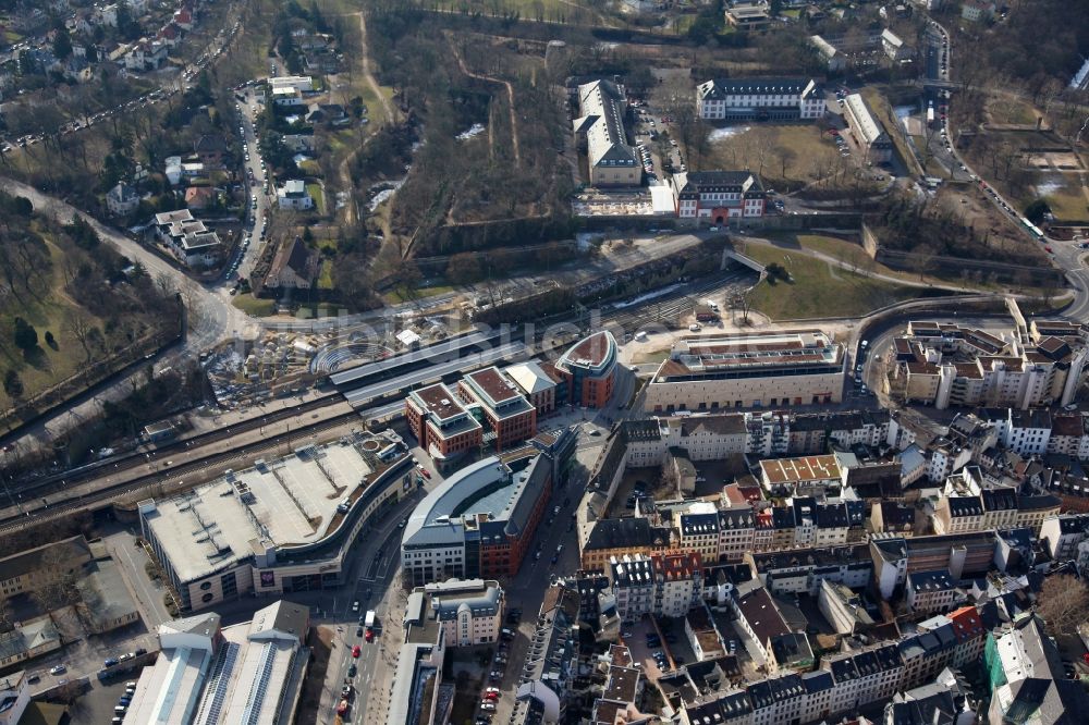 Luftbild Mainz - Bahnhof, Römisches Theater, der Deutschen Bahn in Mainz im Bundesland Rheinland-Pfalz