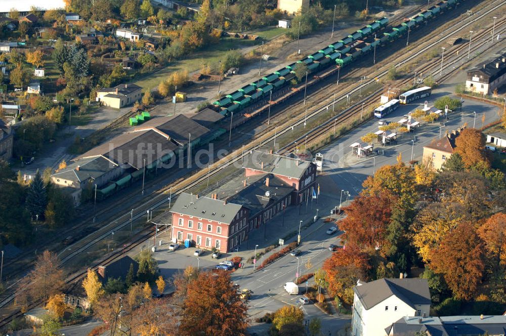 Kamenz von oben - Bahnhof und ZOB in Kamenz