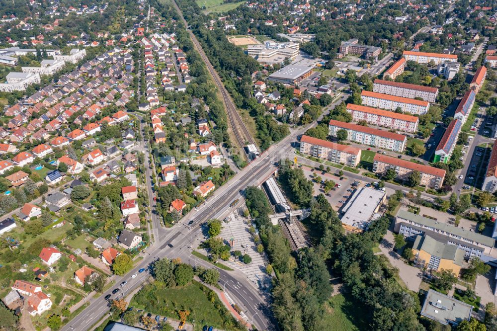 Luftaufnahme Teltow - Bahnhofsgebäude des S-Bahnhofes Teltow-Stadt in Teltow im Bundesland Brandenburg, Deutschland