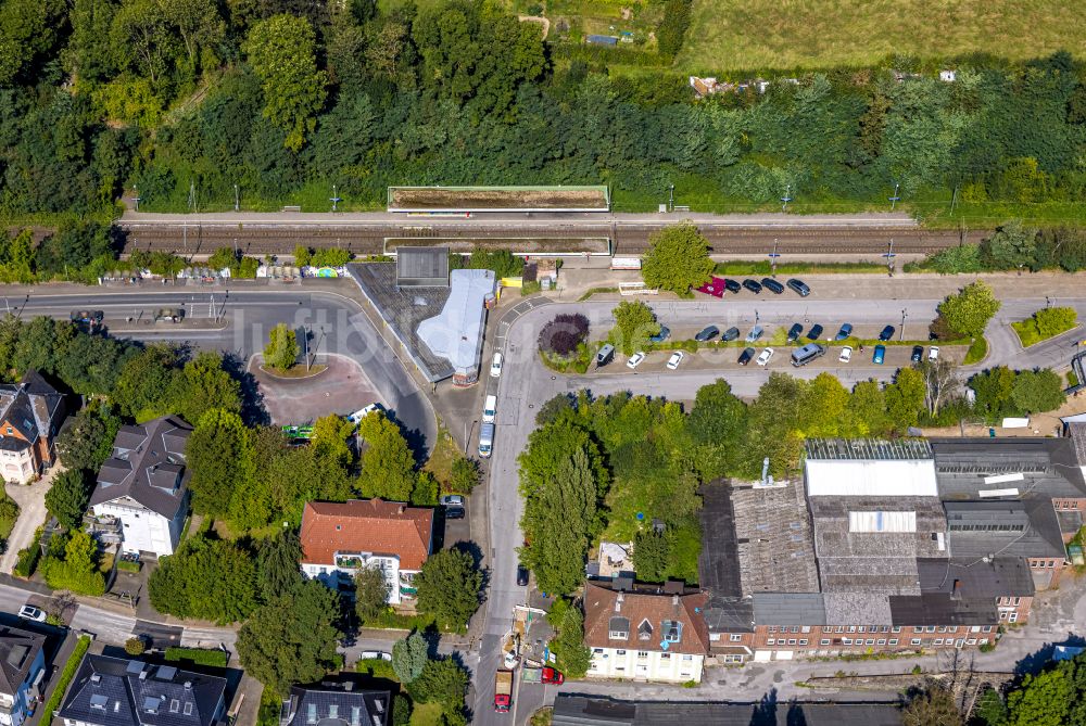 Gevelsberg aus der Vogelperspektive: Bahnhofsgebäude und Gleisanlagen des S-Bahnhofes Gevelsberg Hauptbahnhof in Gevelsberg im Bundesland Nordrhein-Westfalen