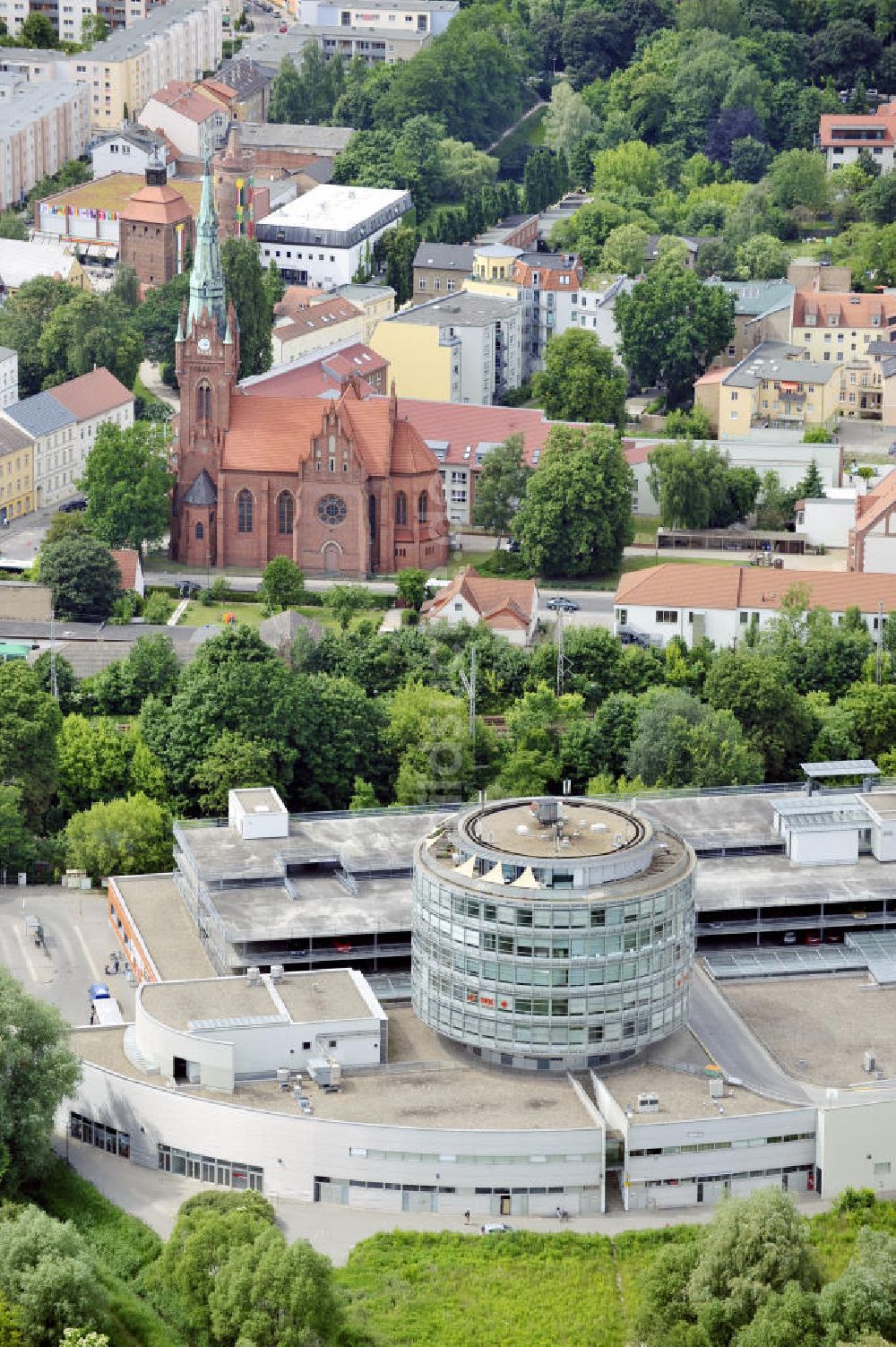 Bernau von oben - Bahnhofspassagen Bernau