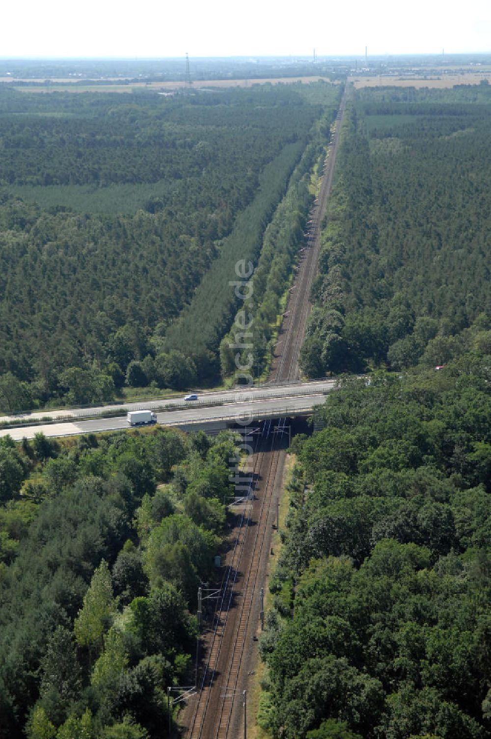 Dessau-Roßlau von oben - Bahnstrecke zwischen Dessau-Roßlau und Bitterfeld-Wolfen