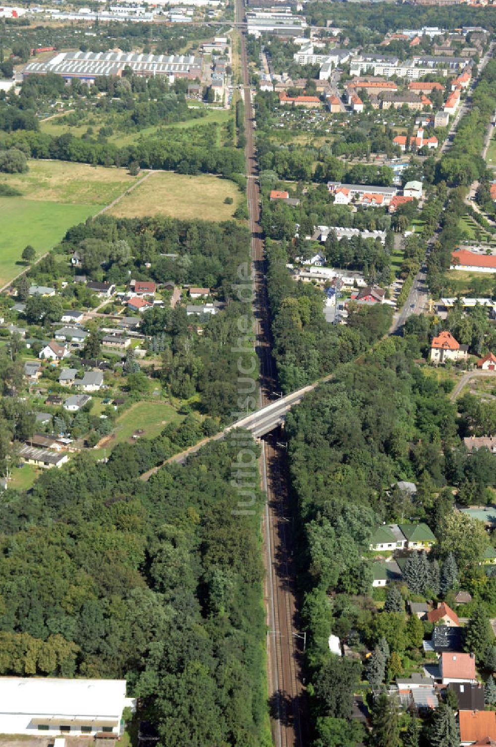 Luftaufnahme Dessau-Roßlau - Bahnstrecke zwischen Dessau-Roßlau und Bitterfeld-Wolfen