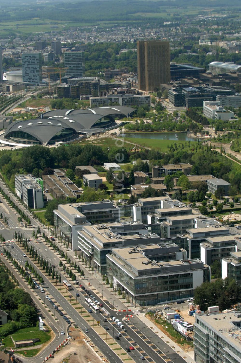 Luxemburg von oben - Bankenviertel in Luxemburg