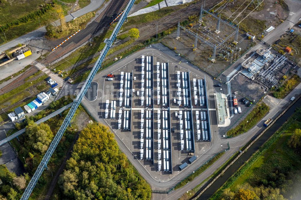 Hamm aus der Vogelperspektive: Batteriespeicher zur Stromversorgung im Ortsteil Norddinker in Hamm im Bundesland Nordrhein-Westfalen, Deutschland