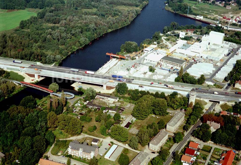 Königs Wusterhausen von oben - Bau der Autobahnbrücke (A10) über die Dahme in Königs Wusterhausen - ein Projekt der SCHÄLERBAU BERLIN GmbH.