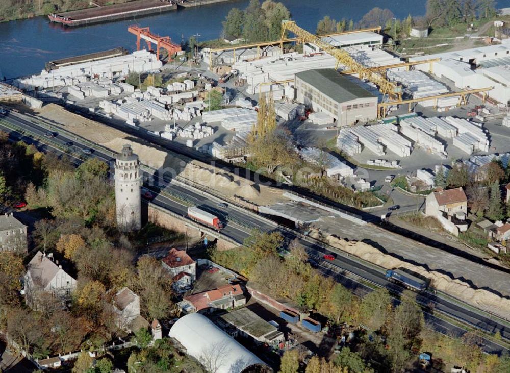 Luftbild Königs Wusterhausen / Brandenburg - Bau der Autobahnbrücke (A10) über die Straße zwischen Königs Wusterhausen und Niederlehme - ein Projekt der SCHÄLERBAU BERLIN GmbH