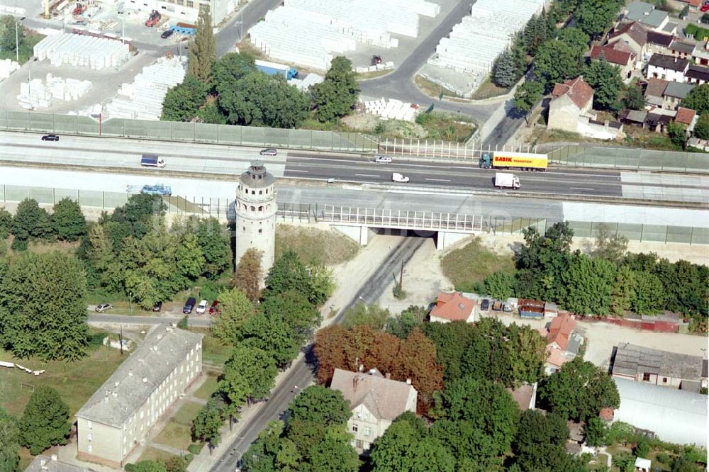 Luftaufnahme Königs Wusterhausen - Bau der Autobahnbrücke (A10) über die Straße zwischen Königs Wusterhausen und Niederlehme - ein Projekt der SCHÄLERBAU BERLIN GmbH