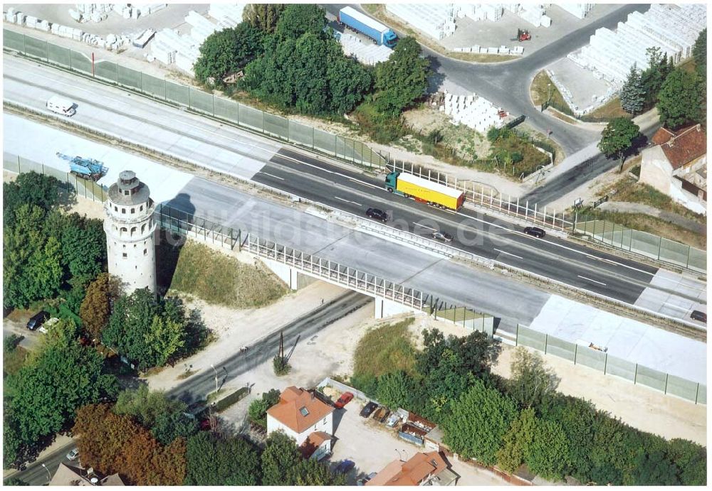 Königs Wusterhausen von oben - Bau der Autobahnbrücke (A10) über die Straße zwischen Königs Wusterhausen und Niederlehme - ein Projekt der SCHÄLERBAU BERLIN GmbH