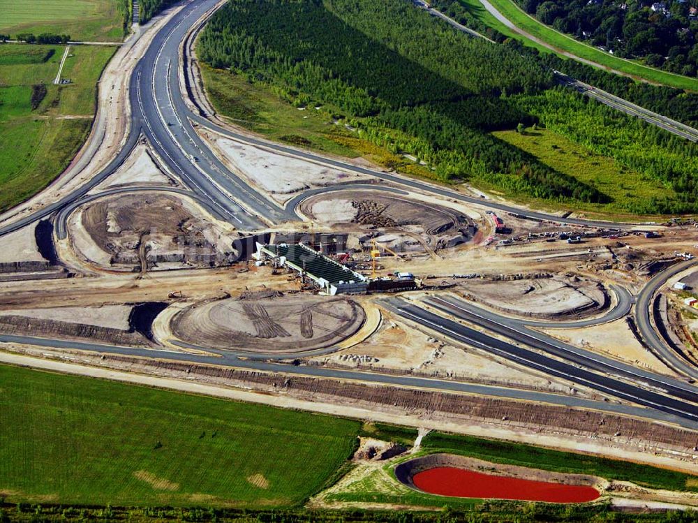 Böhlen von oben - Bau eines Autobahnkreuzes auf der A14 bei Böhlen