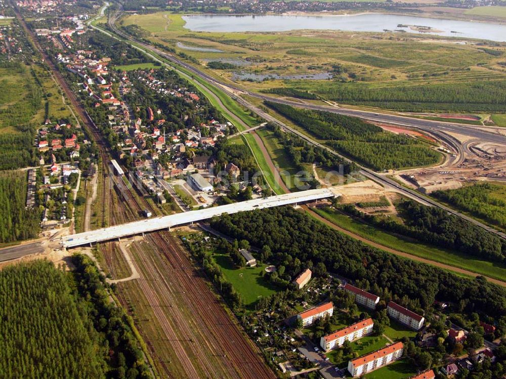 Luftbild Böhlen - Bau eines Autobahnkreuzes auf der A14 bei Böhlen