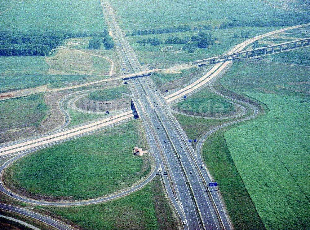 Luftbild Erfurt - Bau des Autobahnkreuzes Erfurt - Süd.