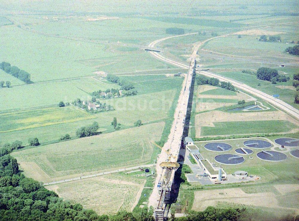 Erfurt von oben - Bau des Autobahnkreuzes Erfurt - Süd.