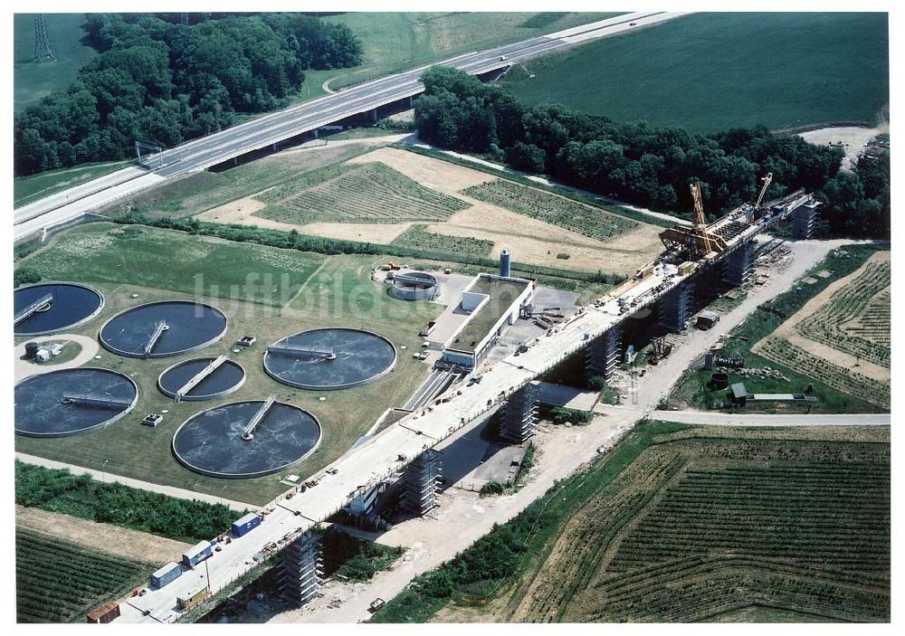 Erfurt von oben - Bau des Autobahnkreuzes Erfurt - Süd.