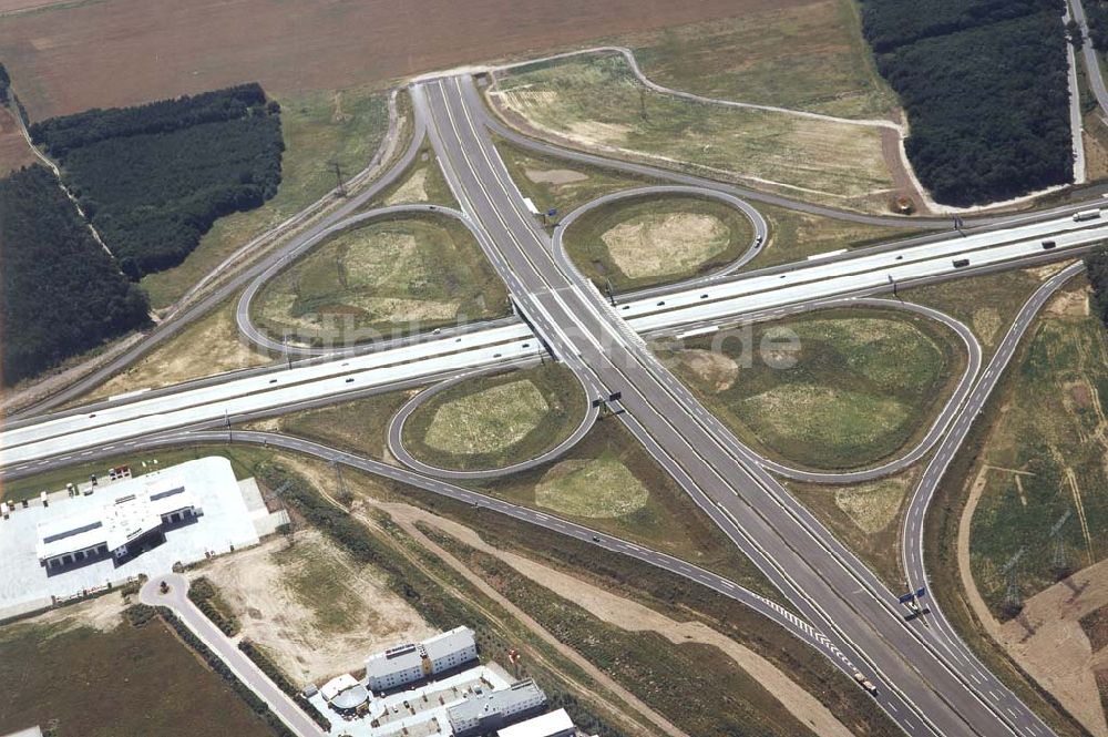 Ludwigsfelde / Brandenburg von oben - Bau des Autobahnkreuzes Ludwigsfelde / Brandenburg.