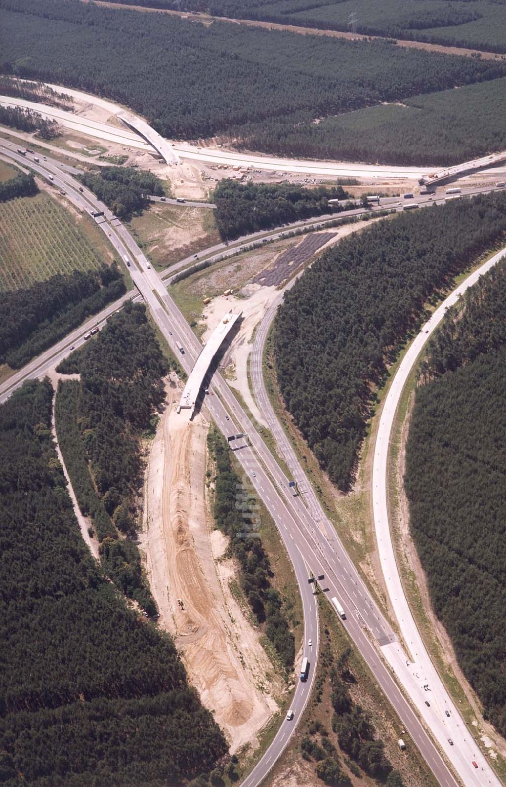 Werder/ Brandenburg von oben - Bau des Autobahnkreuzes Werder / Brandenburg.