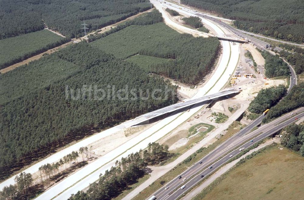 Luftbild Werder/ Brandenburg - Bau des Autobahnkreuzes Werder / Brandenburg.