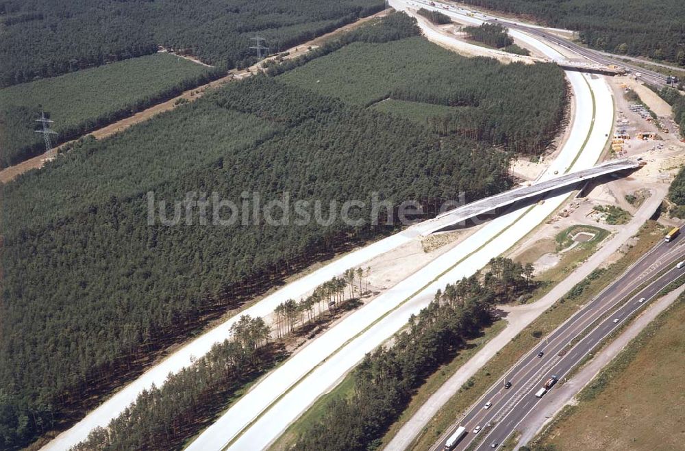 Luftaufnahme Werder/ Brandenburg - Bau des Autobahnkreuzes Werder / Brandenburg.