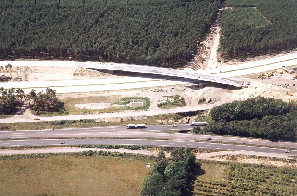 Werder/ Brandenburg von oben - Bau des Autobahnkreuzes Werder / Brandenburg.