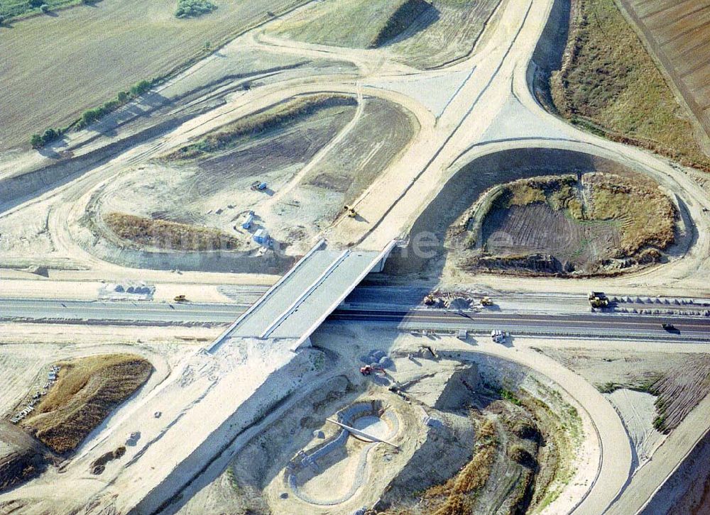 Gramzow / Mecklenburg - Vorpommern aus der Vogelperspektive: Bau der A20 Bereich des Autobahndreieckes Gramzow bei Prenzlau.