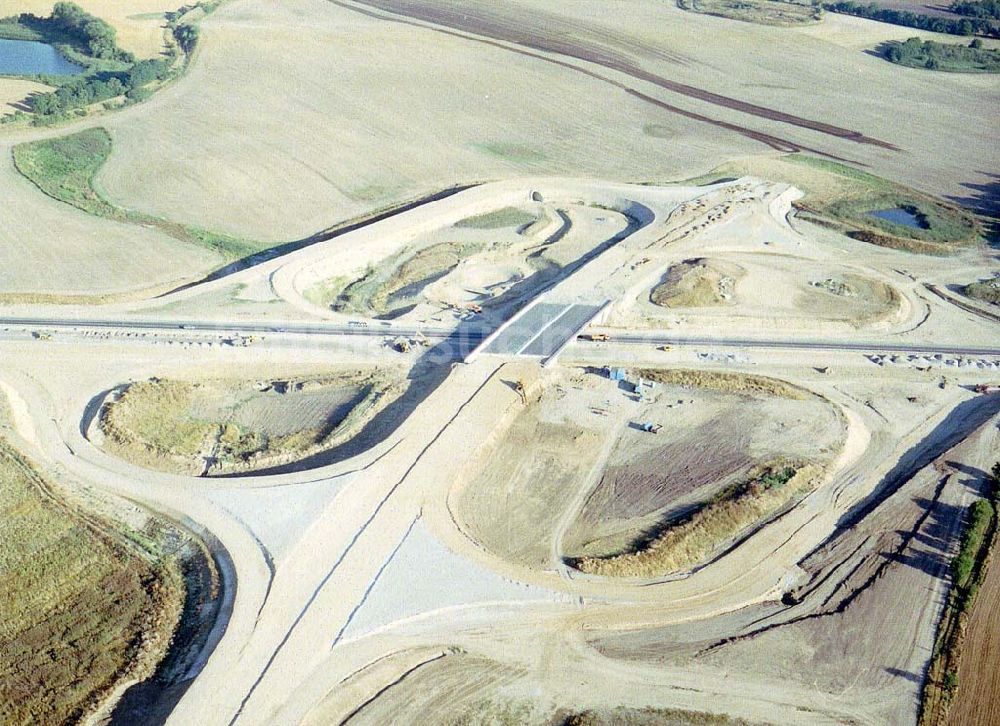 Gramzow / Mecklenburg - Vorpommern aus der Vogelperspektive: Bau der A20 Bereich des Autobahndreieckes Gramzow bei Prenzlau.