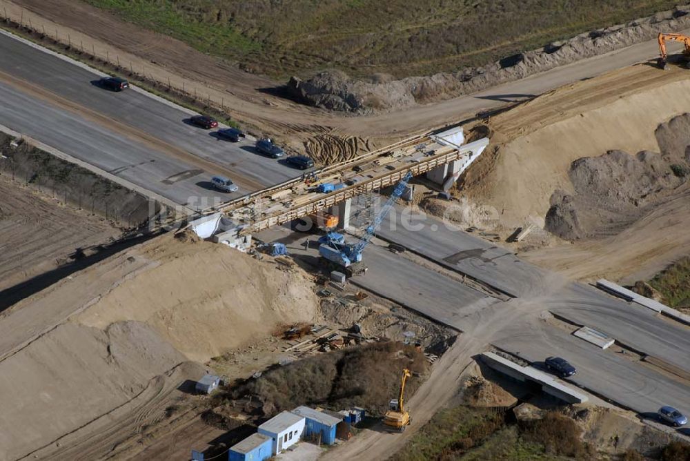 Luftbild Trebbin - Bau von Brückensegmenten an der Ortsumgehung Trebbin-Süd