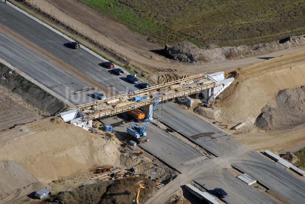 Luftaufnahme Trebbin - Bau von Brückensegmenten an der Ortsumgehung Trebbin-Süd