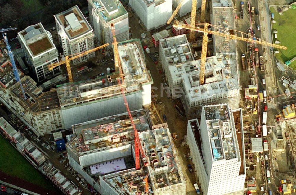 Berlin - Tiergarten von oben - Bau Büro- und Geschäftshaus am Potsdamer PLatz