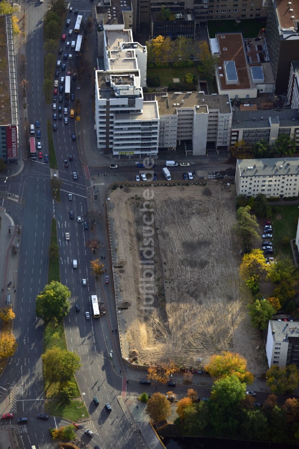 Luftaufnahme Berlin - Bau eines Bürokomplexes am Lützowplatz im Ortsteil Tiergarten in Berlin - Mitte