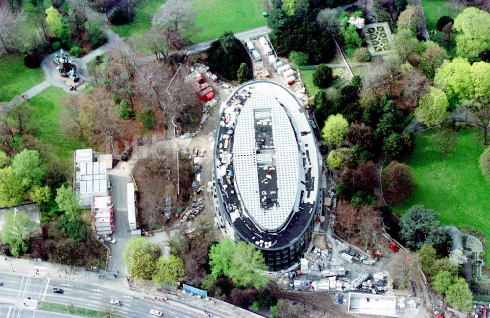 Berlin-Tiergarten von oben - Bau des Bundespräsidialamtes in Berlin-Tiergarten.