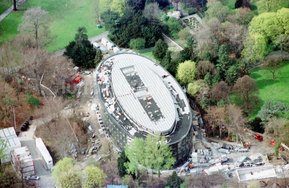 Luftbild Berlin-Tiergarten - Bau des Bundespräsidialamtes in Berlin-Tiergarten.