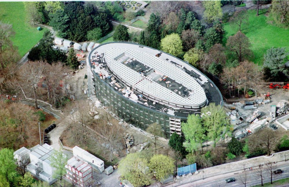 Berlin-Tiergarten von oben - Bau des Bundespräsidialamtes in Berlin-Tiergarten.