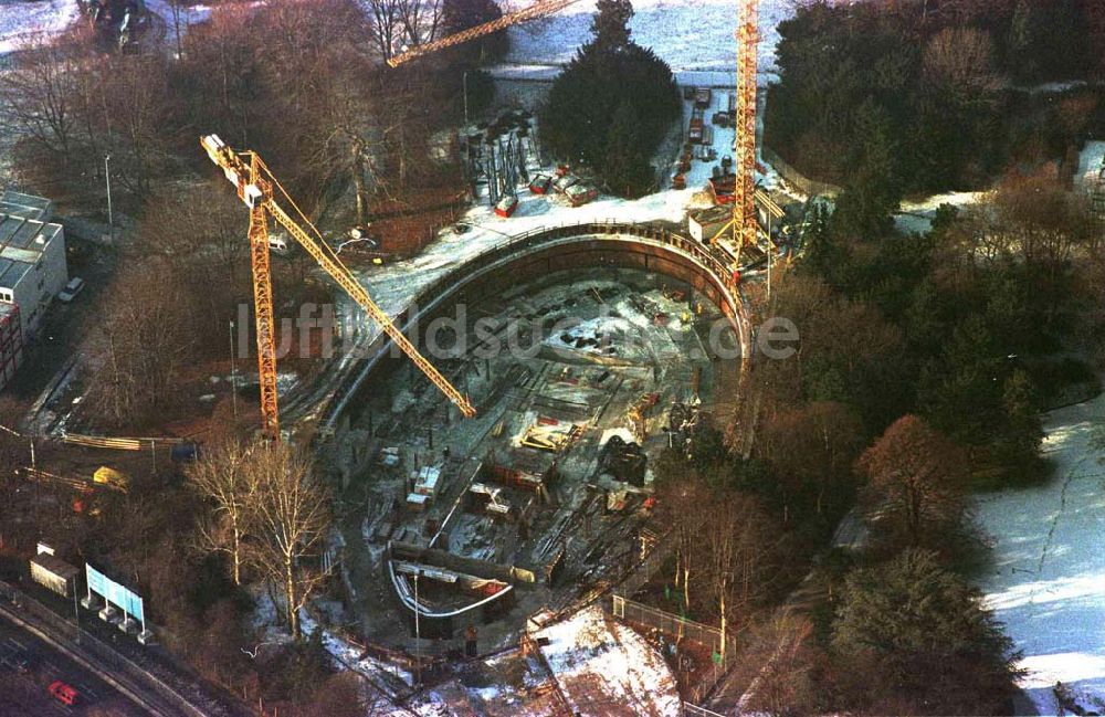 Berlin von oben - Bau des Bundespräsidialamtes im Berliner Tiergarten am Schloß Bellevue