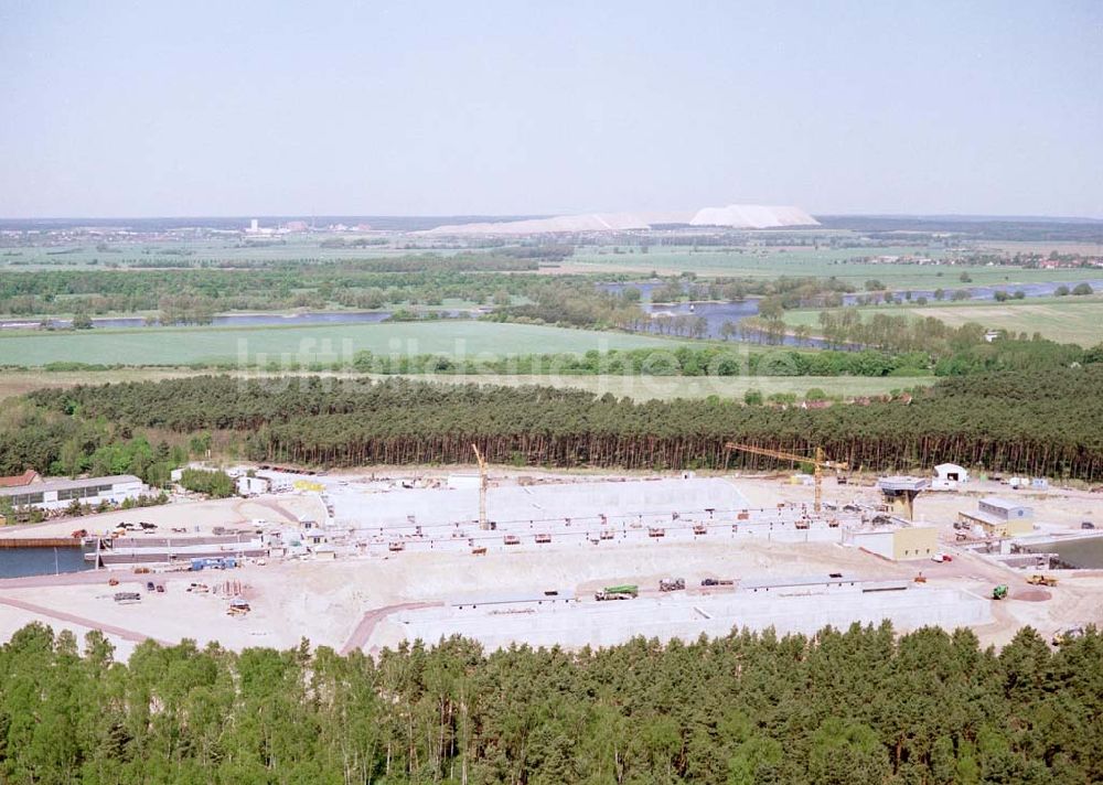 Hohenwarthe / Sachsen - Anhalt von oben - Bau der Doppelschleuse Hohenwarthe und Ausbau des Elbe-Havel-Kanales am Wasserstraßenkreuz Magdeburg - östlich von Hohenwarthe in Sachsen - Anhalt