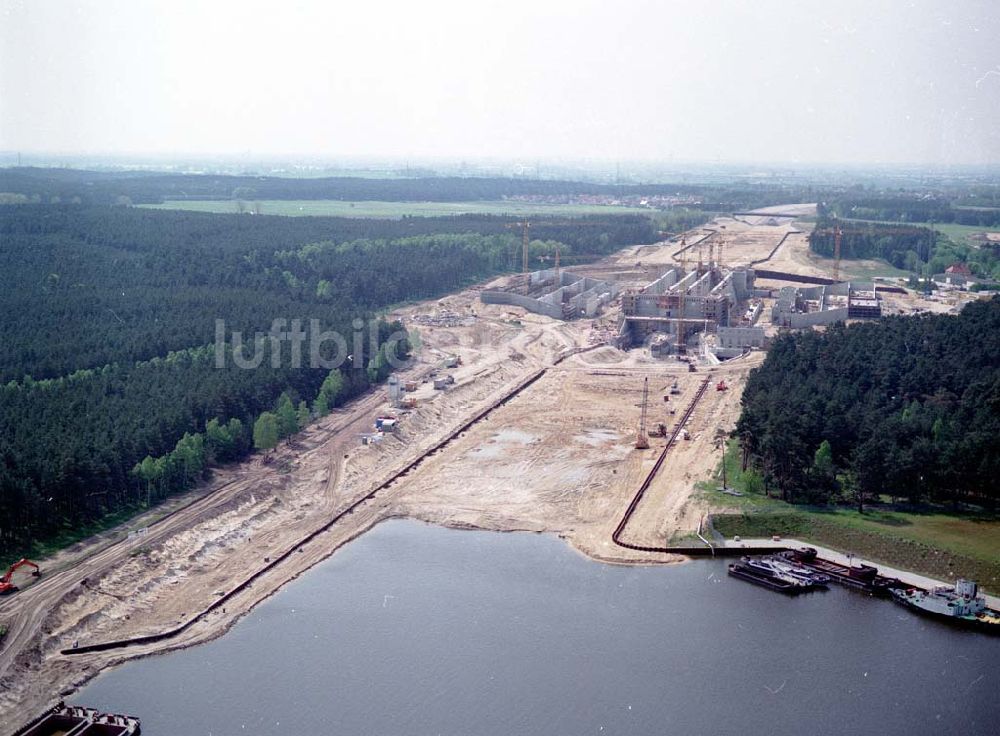 Hohenwarthe aus der Vogelperspektive: Bau der Doppelsparschleuse Hohenwarthe am Elbe-Havel-Kanal